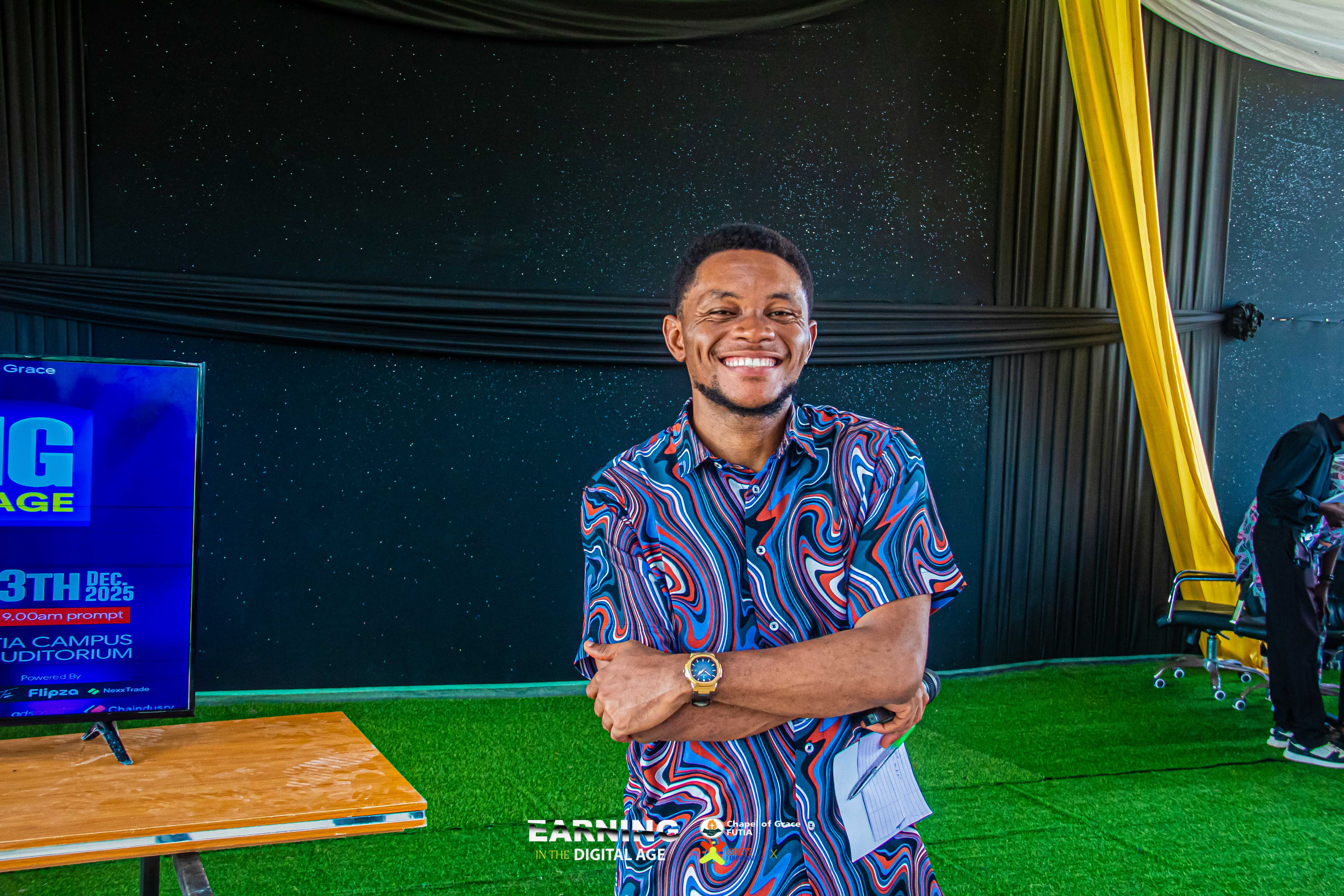 An EITDA host smiling at the first edition